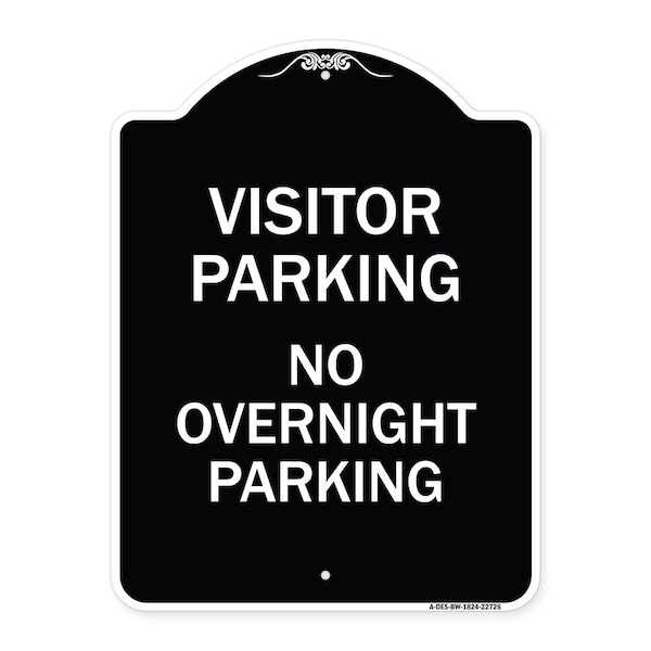 Visitor Parking Visitor Parking No Overnight Parking Heavy-Gauge Alum Sign, 24" x 18", BW-1824-22726